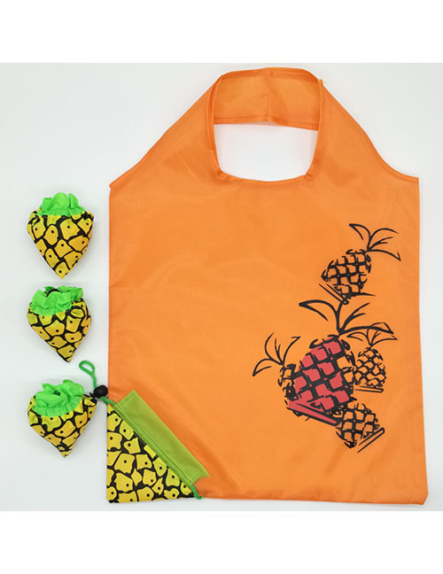 Fashion Pineapple Polyester Folded Fruit Green Bag Shopping Bag
