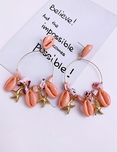 Fashion Pink Alloy Resin Shell Earrings