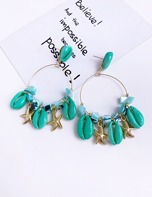 Fashion Light Blue Alloy Resin Shell Earrings