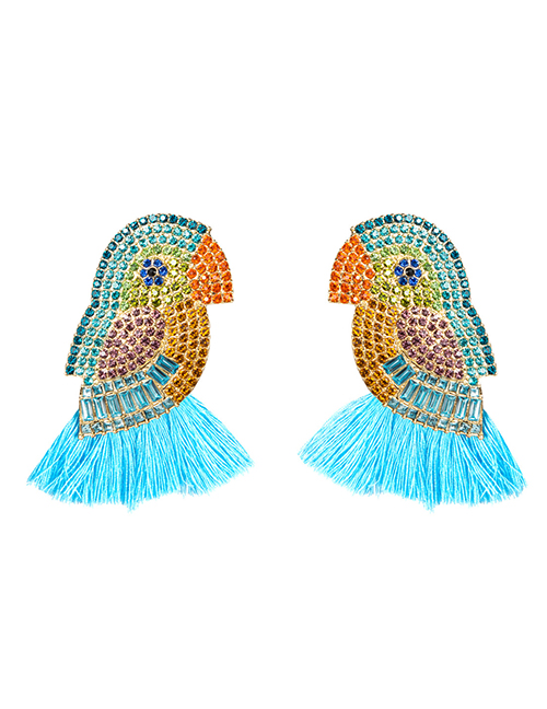 Fashion Blue Diamond Acrylic Parrot Bird Earrings
