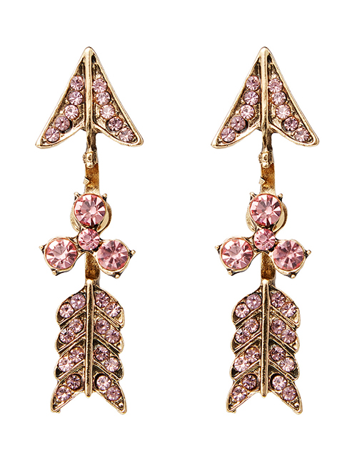 Fashion Pink  Silver Needle Acrylic Diamond Cupid Arrow Stud Earrings