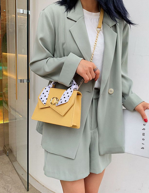 Fashion Yellow Hand Chain Single Shoulder Sliver Scarf Bag