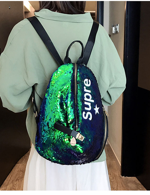 Fashion Green Anti-theft Sequin Backpack
