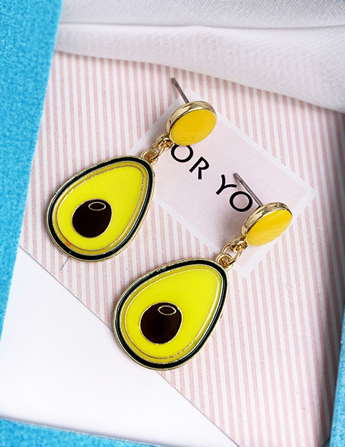 Fashion Yellow Alloy Resin Fruit Pear Earrings