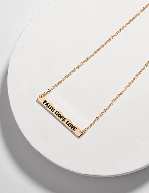 Fashion Faith Hope Love Alloy Letter Smudged Rectangular Necklace