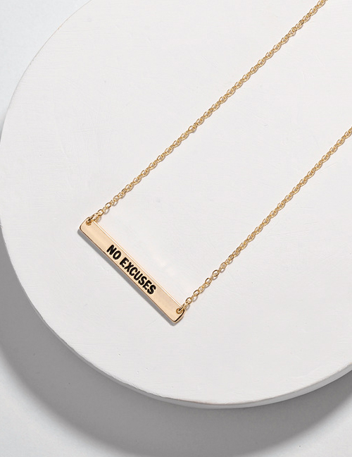 Fashion No Excuses Alloy Letter Smudged Rectangular Necklace