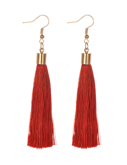 Fashion Red Alloy Tassel Earrings