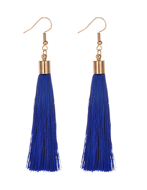 Fashion Royal Blue Alloy Tassel Earrings