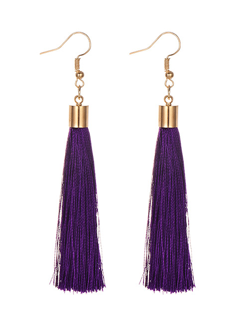 Fashion Purple Alloy Tassel Earrings