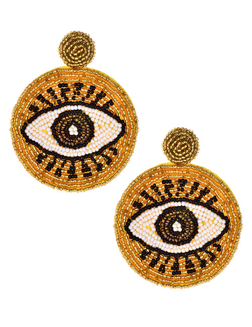 Fashion Yellow Non-woven Rice Beads Eye Studs