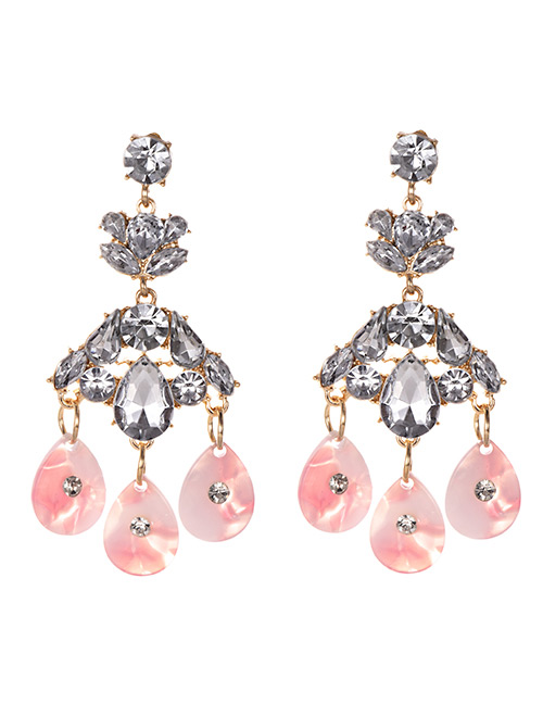 Fashion Pink Alloy Studded Resin Stud Earrings