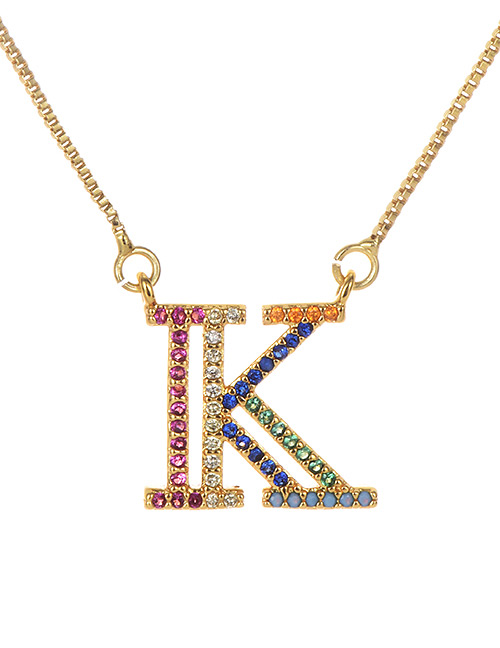 Fashion Golden K Copper Inlaid Zircon Letter Necklace