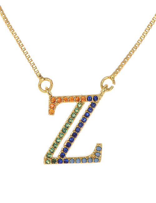 Fashion Golden Z Copper Inlaid Zircon Letter Necklace
