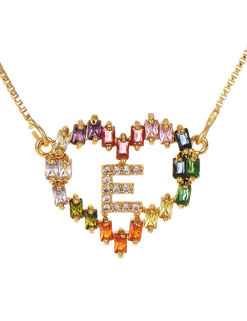 Fashion Golden E Copper Inlaid Zircon Love Letter Necklace
