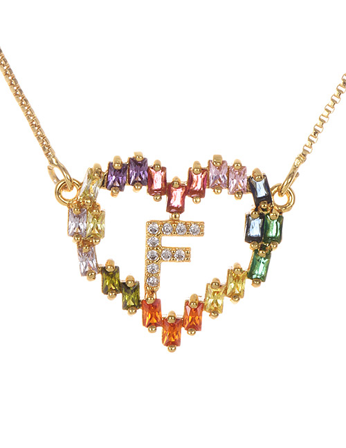 Fashion Golden F Copper Inlaid Zircon Love Letter Necklace