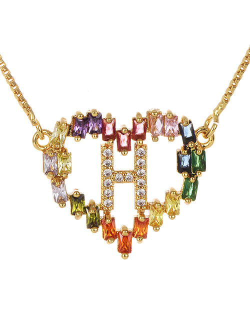 Fashion Golden H Copper Inlaid Zircon Love Letter Necklace
