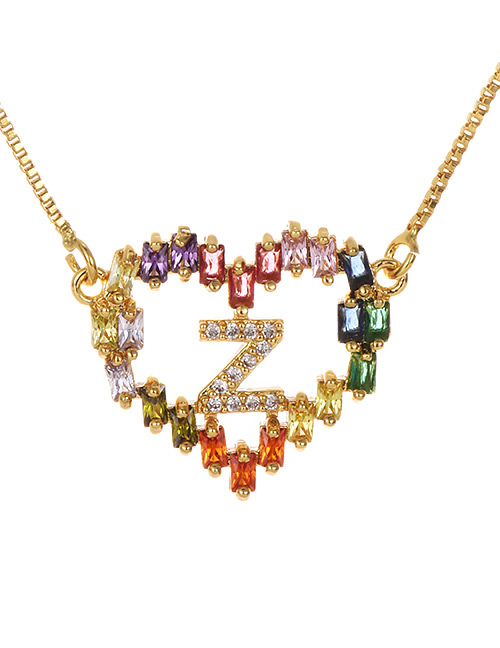 Fashion Golden Z Copper Inlaid Zircon Love Letter Necklace