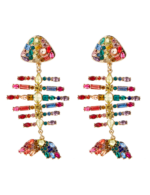 Fashion Color Full Fish Bone Earrings
