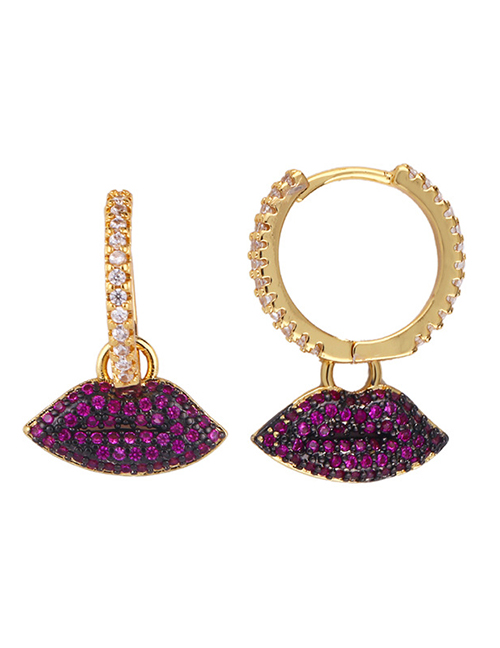 Fashion Golden Lips Lips: Stars: Micro-inlaid Zircon Earrings