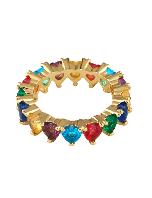 Fashion Gold Heart Zircon Ring