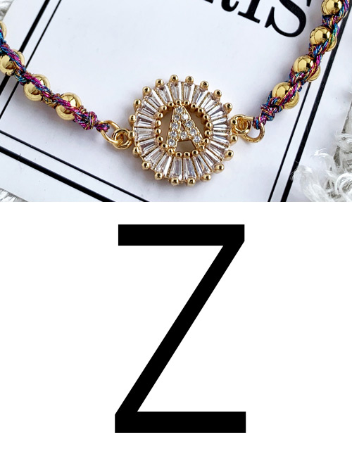 Fashion Golden Z Copper Inlaid Zircon Beads Letter Tassel Bracelet