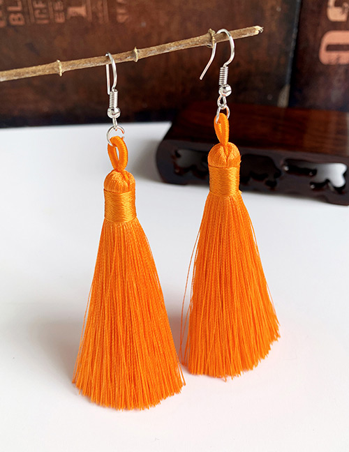 Fashion Orange Alloy Tassel Earrings