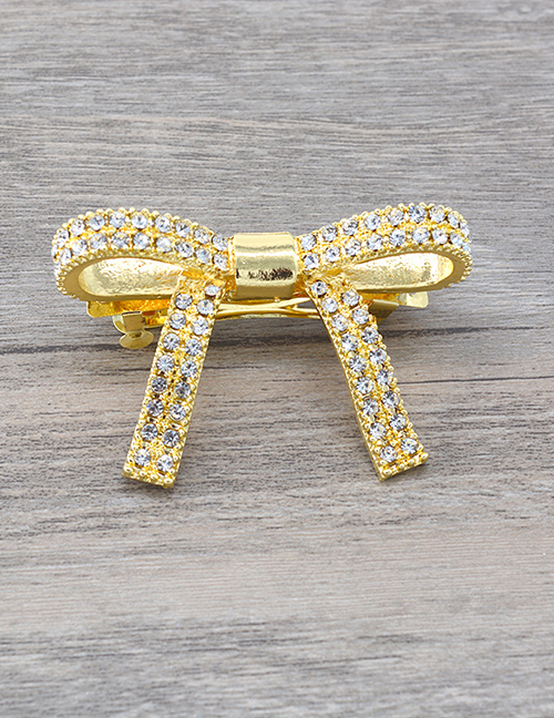 Fashion Gold Flash Diamond Bow Hair Clip