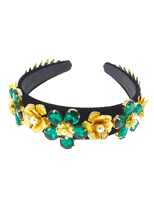 Fashion Green Cross Gemstone Geometric Headband