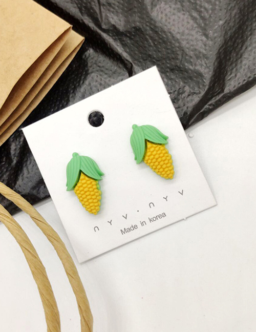 Fashion Corn Yellow  Silver Needle Fruit And Vegetable Earrings