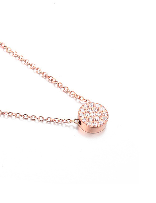 Fashion Rose Gold Stainless Steel Plated 14k Gold Round Necklace