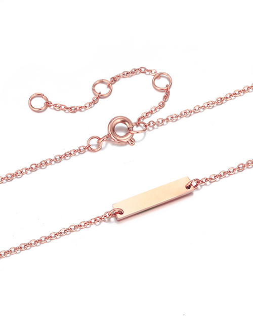 Fashion Rose Gold Geometric Rectangular Stainless Steel Necklace