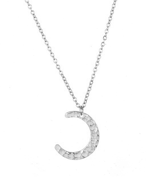 Fashion Steel Color Stainless Steel Moon Necklace