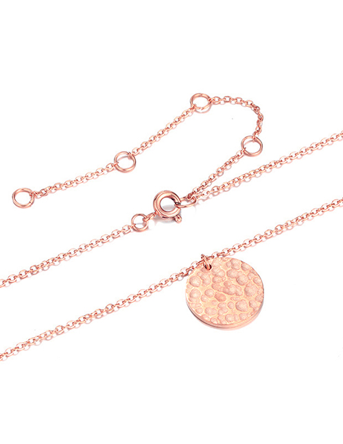 Fashion Rose Gold Geometric Hammered Stainless Steel Necklace