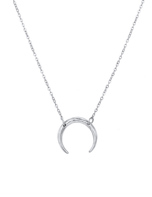 Fashion Steel Color Stainless Steel Moon Necklace