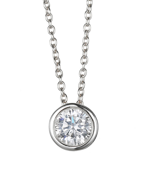 Fashion Steel Color Single Zircon Stainless Steel Necklace