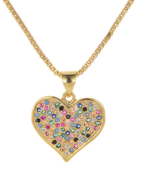 Fashion Gold Copper Inlay Zircon Love Necklace