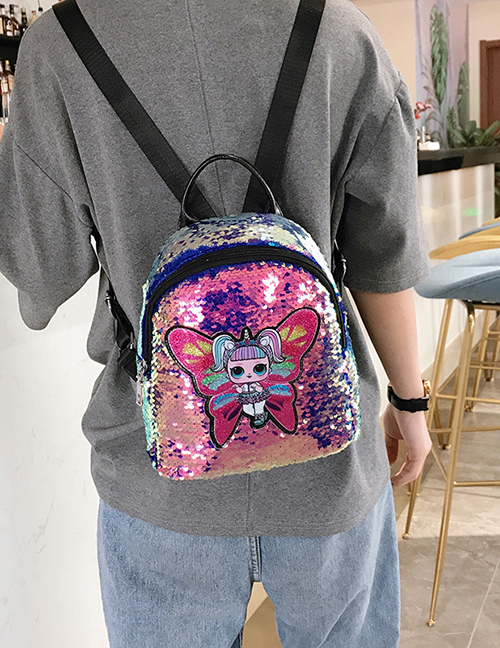Butterfly Purple Children's Cartoon Sequin Backpack
