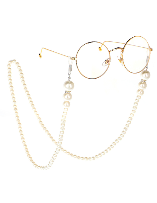 White Pearl Glasses Hanging Chain Necklace