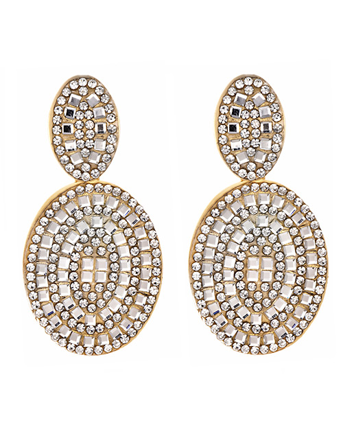 Fashion Diamond Alloy Pearl Studded Geometric Earrings