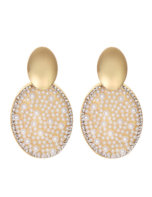 Fashion Pearl Smooth Alloy Pearl Studded Geometric Earrings