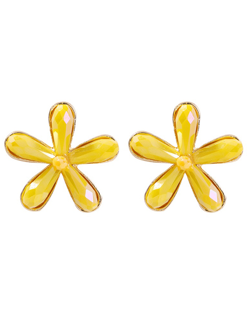 Fashion Yellow Alloy Resin Flower Earrings