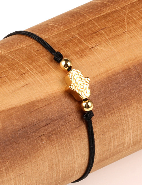 Fashion Plated Gold Palm Black Plated Gold And Diamond Braided Hand Rope