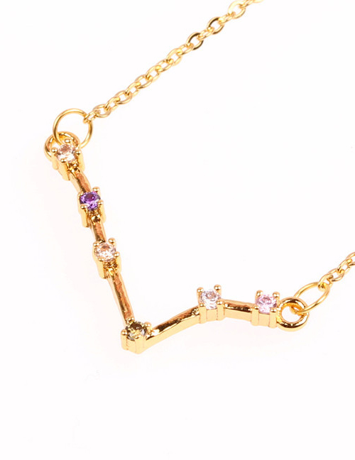 Fashion Pisces Gold Twelve Constellation Inlaid Zircon Necklace