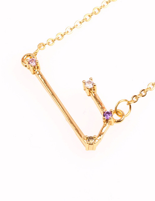 Fashion Aries Gold Twelve Constellation Inlaid Zircon Necklace