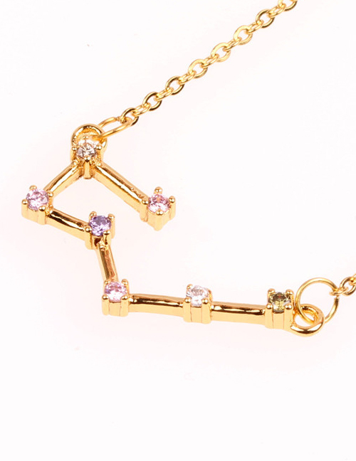 Fashion Taurus Gold Twelve Constellation Inlaid Zircon Necklace