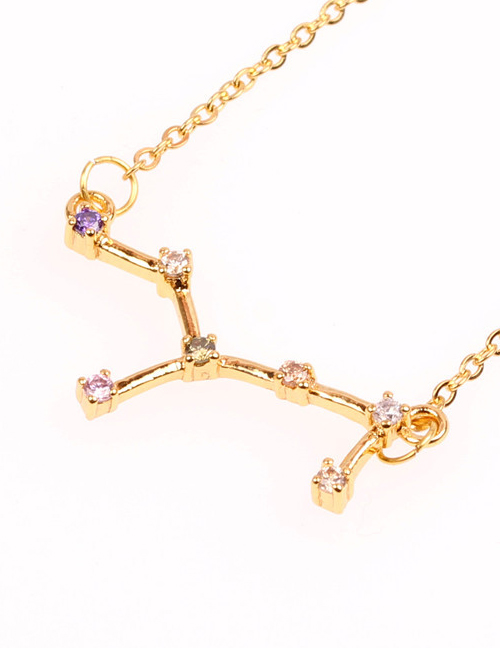Fashion Virgo Gold Twelve Constellation Inlaid Zircon Necklace