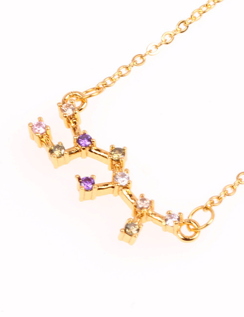 Fashion Sagittarius Gold Twelve Constellation Inlaid Zircon Necklace