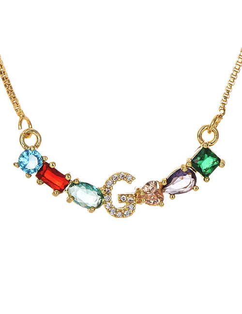 Fashion Golden G Copper Inlaid Zircon Letter Necklace