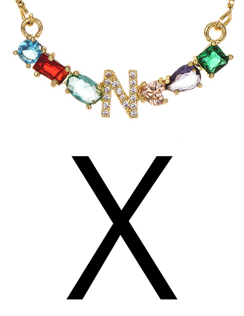 Fashion Golden X Copper Inlaid Zircon Letter Necklace