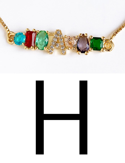 Fashion Golden H Copper Inlaid Zircon Letter Bracelet